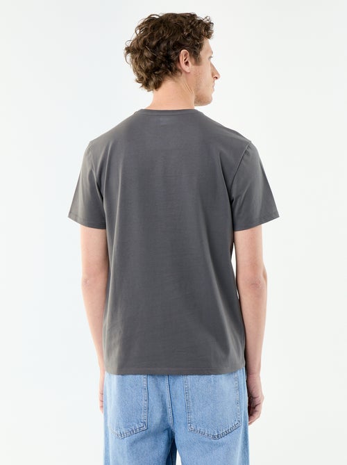 T-shirt pour homme en coton uni à col rond - Kiabi