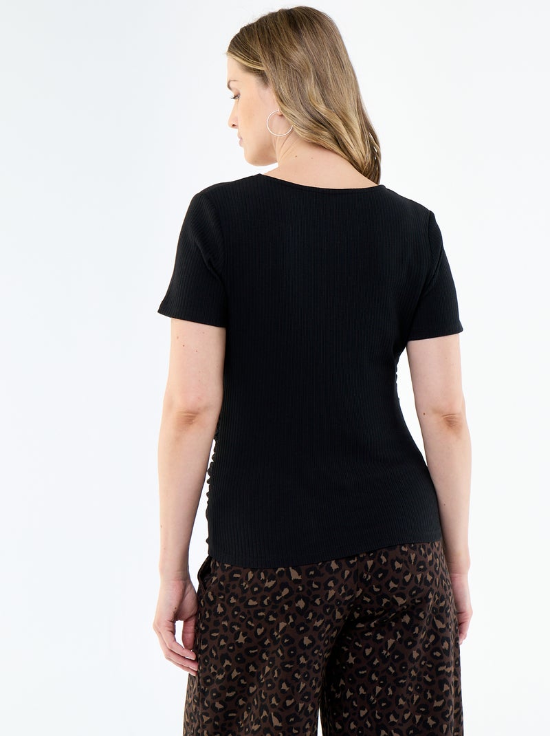 T-shirt premaman con scollo a portafoglio Nero - Kiabi