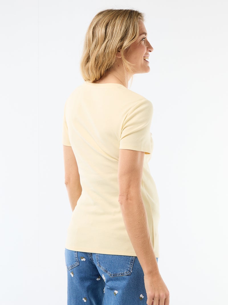 T-shirt premaman con scollo rotondo drappeggiato Giallo - Kiabi
