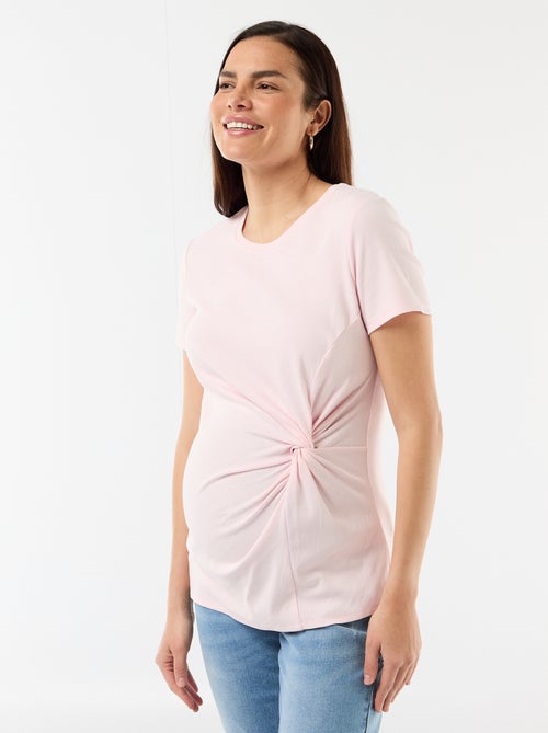 T-shirt premaman con scollo rotondo drappeggiato - Kiabi T-shirt premaman con scollo rotondo drappeggiato - Kiabi