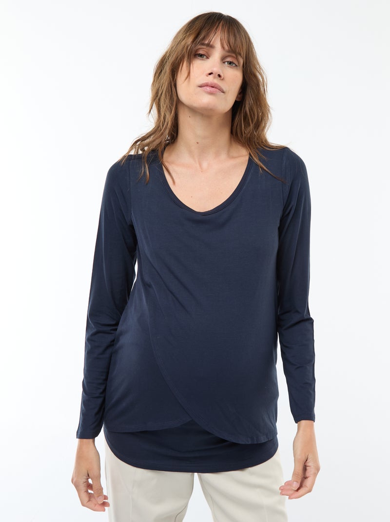 T-shirt premaman e allattamento effetto mélange Blu - Kiabi
