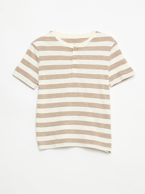 T-shirt rayé à col tunisien - Kiabi