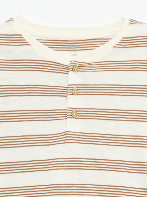 T-shirt rayé à col tunisien - Kiabi