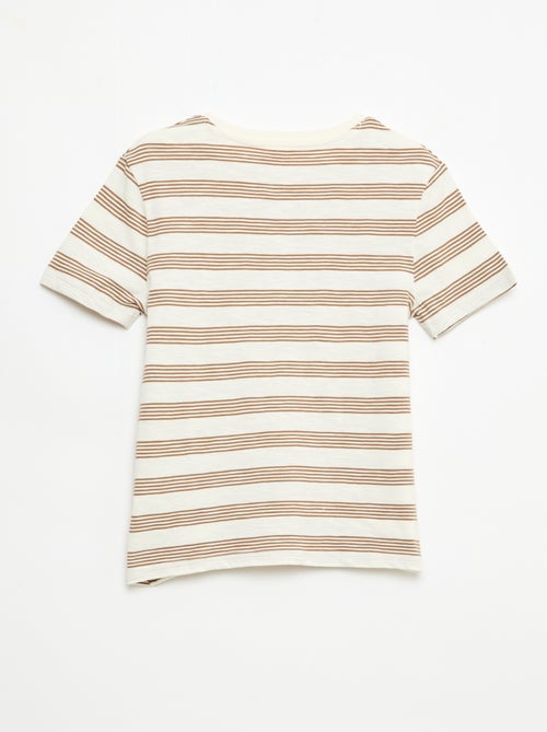 T-shirt rayé à col tunisien - Kiabi