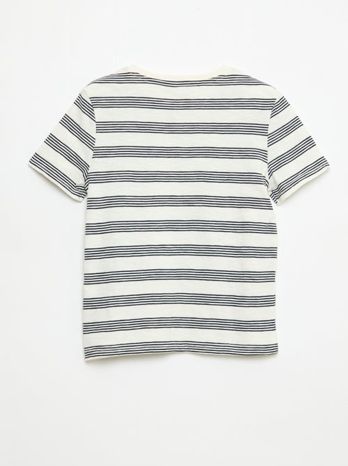 T-shirt rayé à col tunisien - Kiabi
