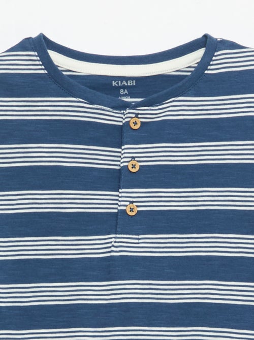 T-shirt rayé à col tunisien - Kiabi