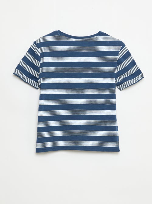 T-shirt rayé à col tunisien - Kiabi