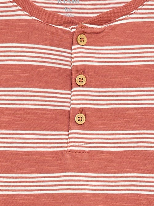 T-shirt rayé à col tunisien - Kiabi