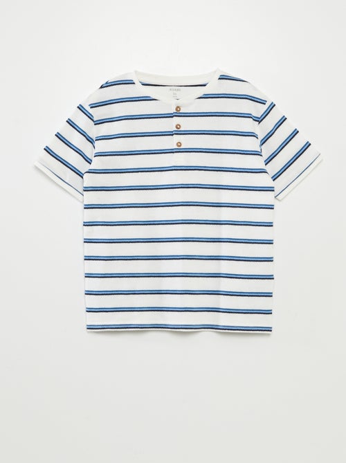 T-shirt rayé avec col tunisien - Kiabi