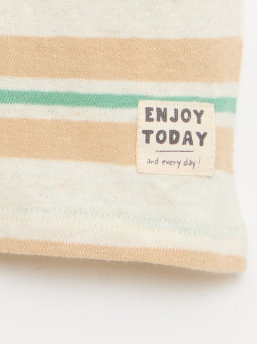 T-shirt rayé en jersey coton et lin - Kiabi