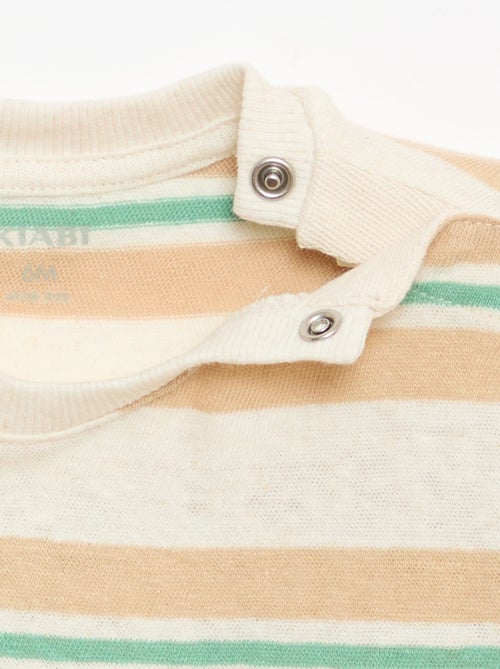 T-shirt rayé en jersey coton et lin - Kiabi