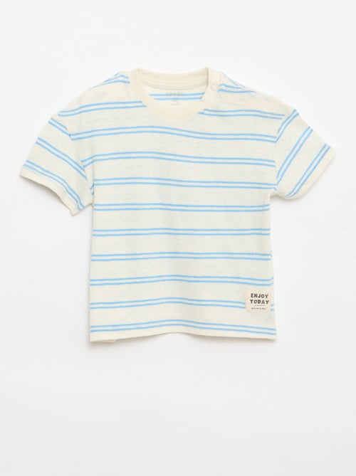 T-shirt rayé en jersey coton et lin - Kiabi