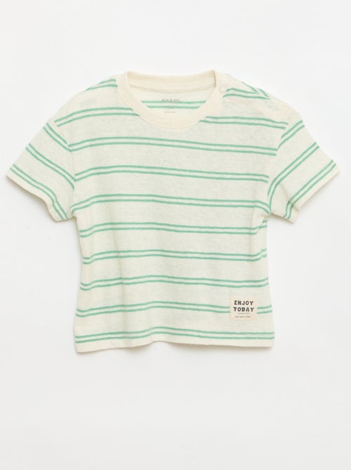 T-shirt rayé en jersey coton et lin - Kiabi