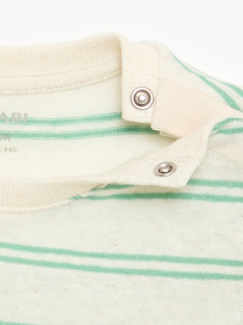 T-shirt rayé en jersey coton et lin Blanc - Kiabi
