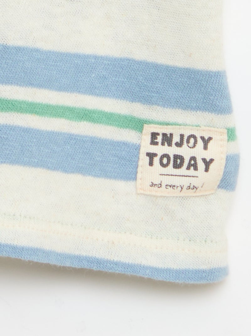 T-shirt rayé en jersey coton et lin Bleu - Kiabi