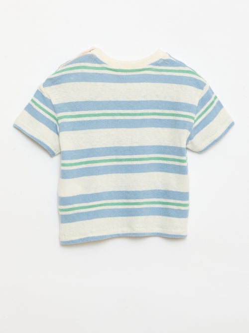 T-shirt rayé en jersey coton et lin - Kiabi
