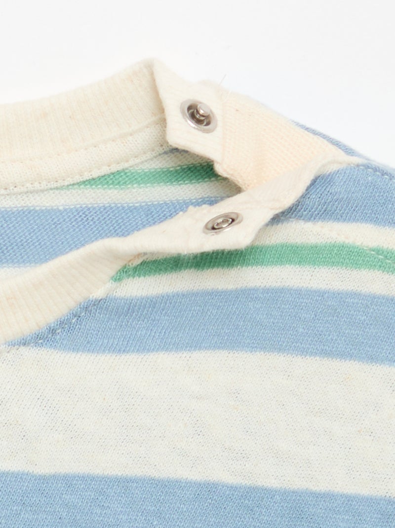 T-shirt rayé en jersey coton et lin Bleu - Kiabi