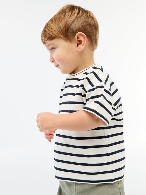 T-shirt rayé manches courtes en coton - Kiabi