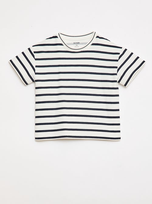 T-shirt rayé manches courtes en coton - Kiabi