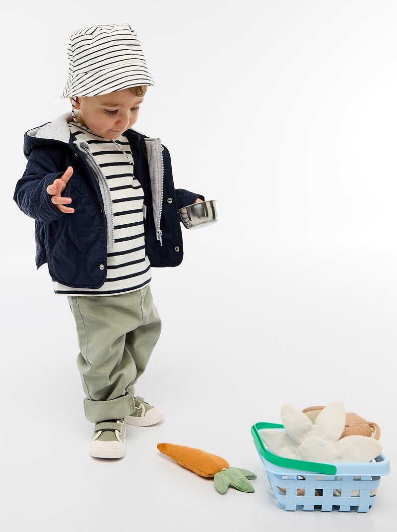 T-shirt rayé manches courtes en coton Blanc - Kiabi