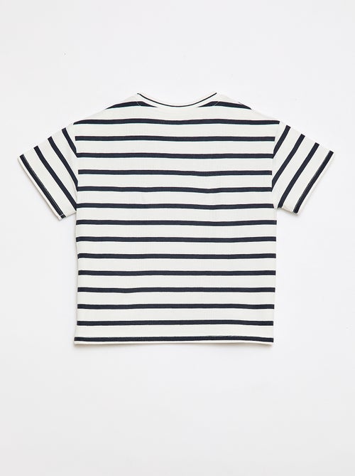 T-shirt rayé manches courtes en coton - Kiabi