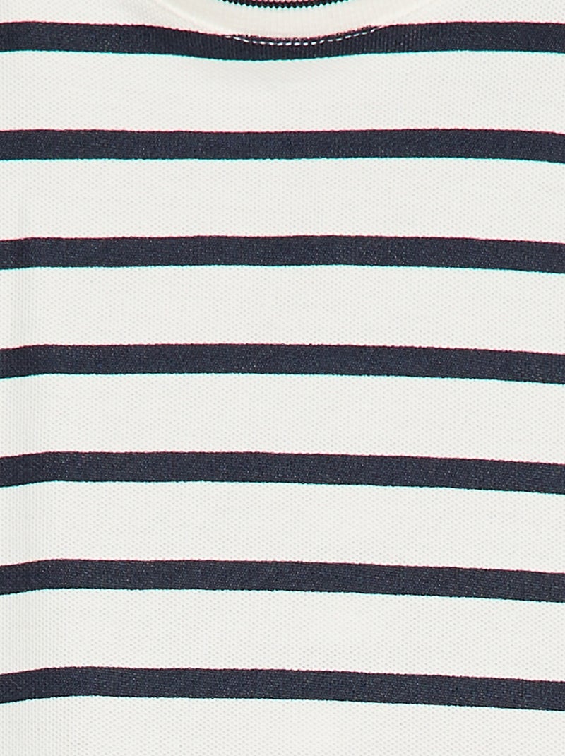 T-shirt rayé manches courtes en coton Blanc - Kiabi