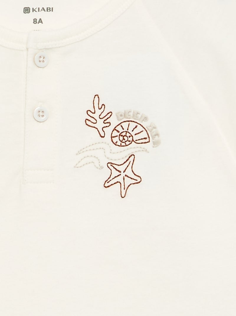 T-shirt ricamata a maniche corte Bianco - Kiabi