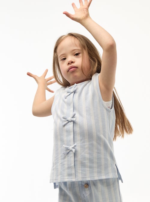 T-shirt sans manche avec noeuds fantaisies - collection facile à enfiler - Kiabi