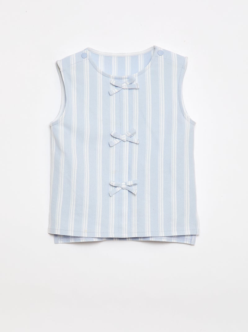 T-shirt sans manche avec noeuds fantaisies - collection facile à enfiler Bleu - Kiabi