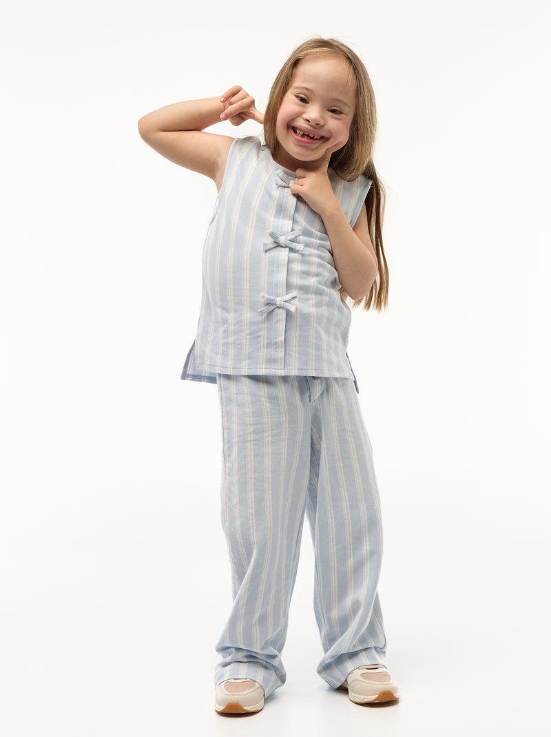 T-shirt sans manche avec noeuds fantaisies - collection facile à enfiler Bleu - Kiabi