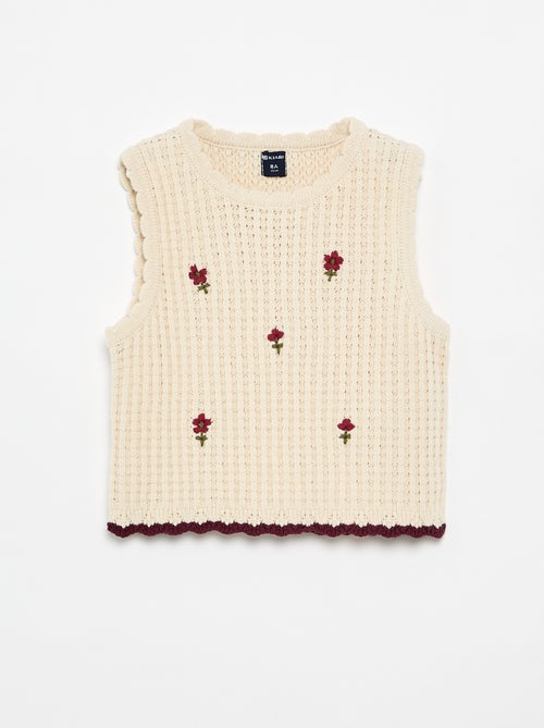 T-shirt sans manches en crochet avec des détails brodés - Kiabi T-shirt sans manches en crochet avec des détails brodés - Kiabi