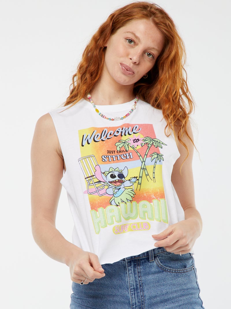 T-shirt sans manches 'Stitch' 'Disney' BLANC - Kiabi