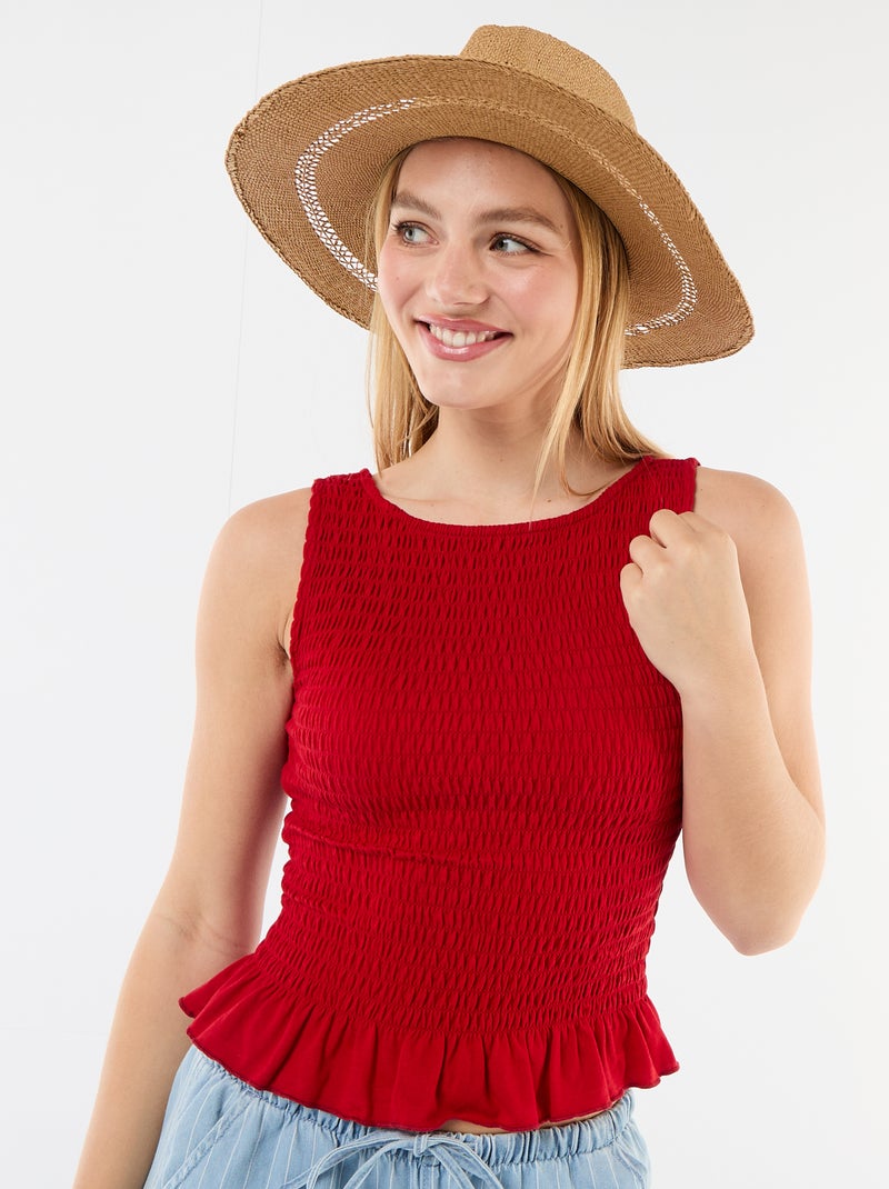 T-shirt sans manches stretch Rouge - Kiabi