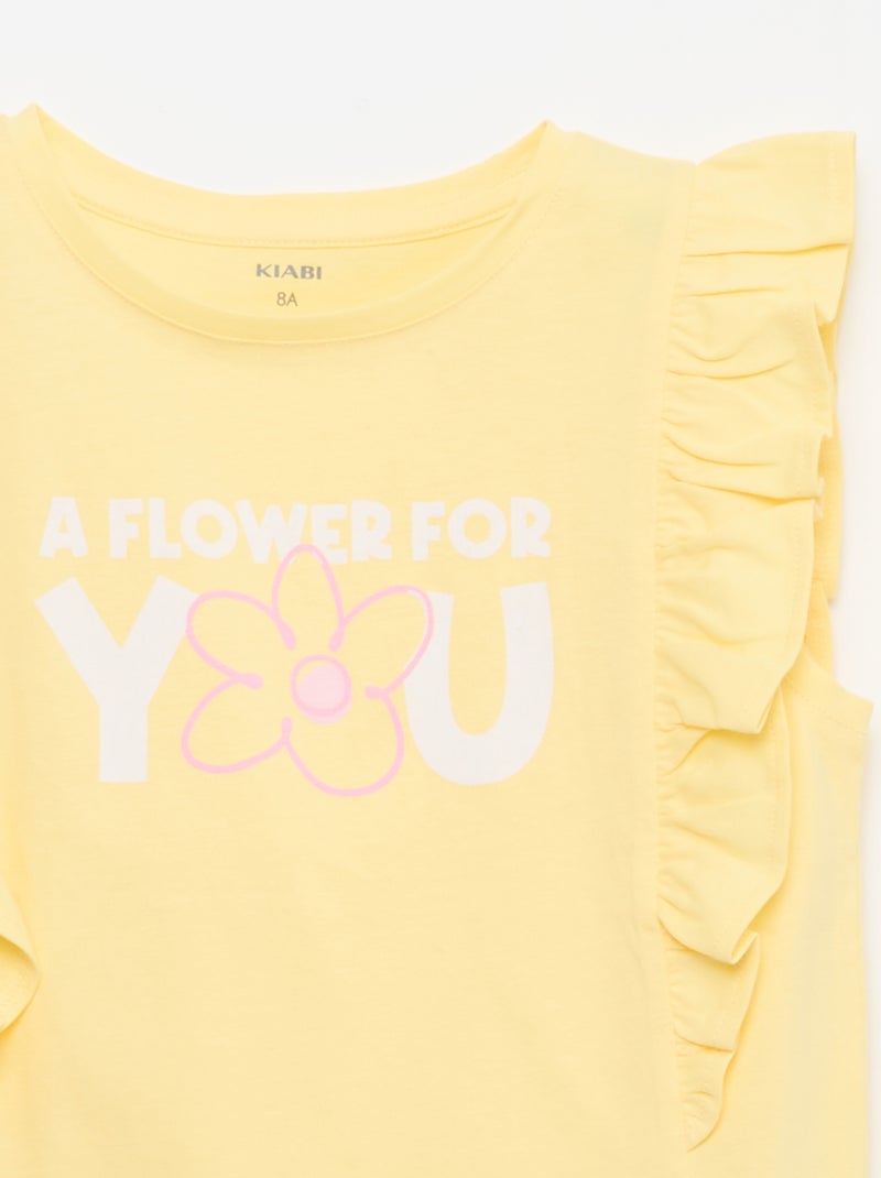 T-shirt smanicato con volant Giallo - Kiabi