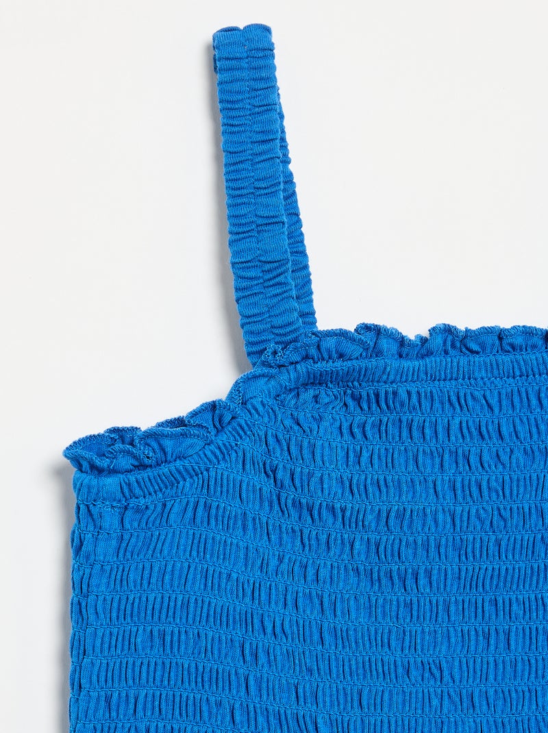 T-shirt smoké à bretelles Bleu - Kiabi