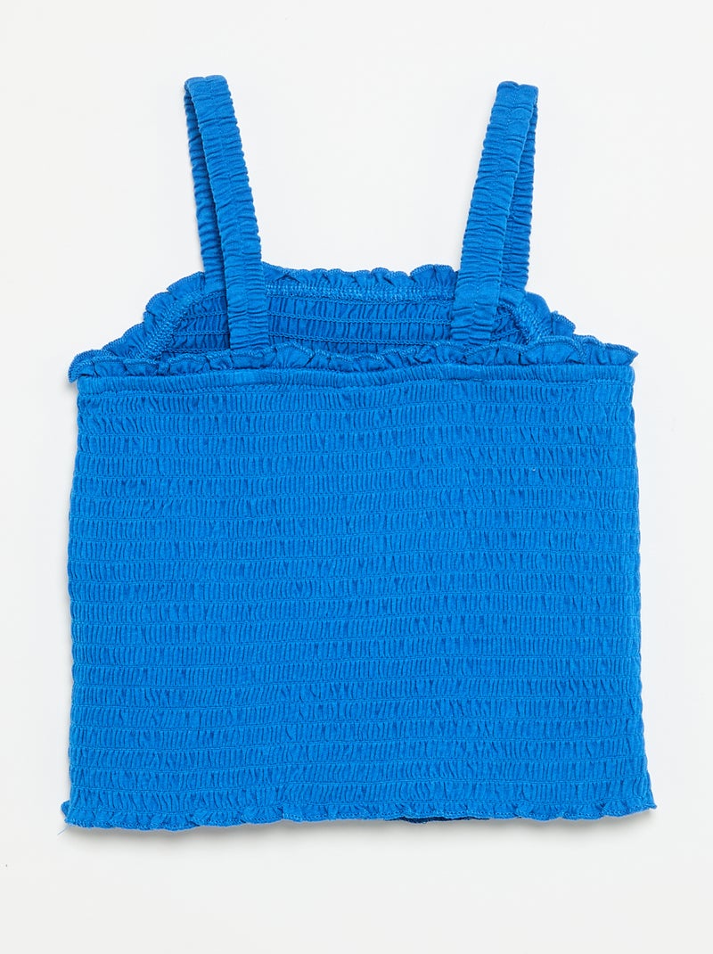 T-shirt smoké à bretelles Bleu - Kiabi