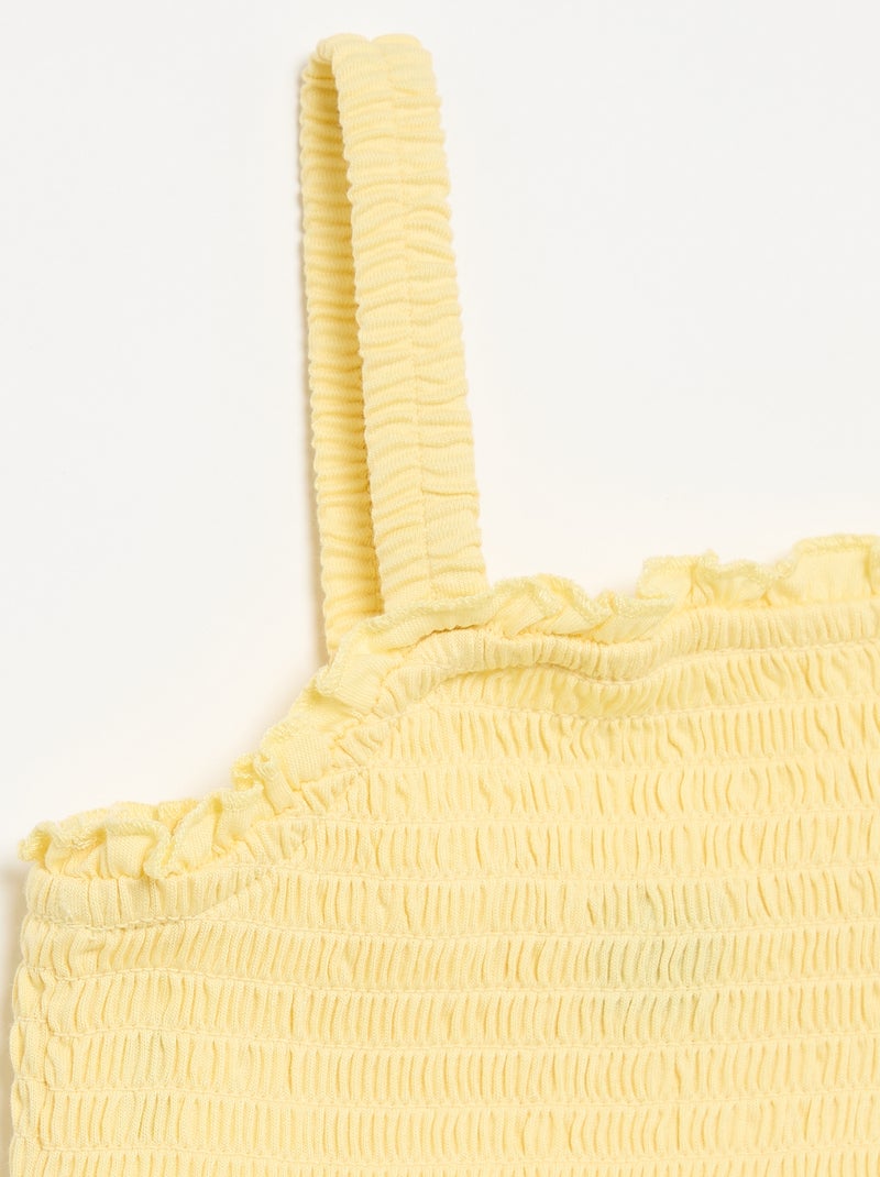 T-shirt smoké à bretelles Jaune - Kiabi