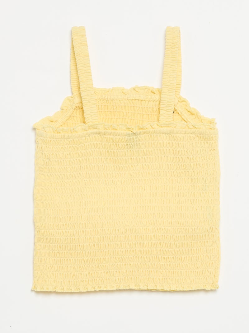 T-shirt smoké à bretelles Jaune - Kiabi