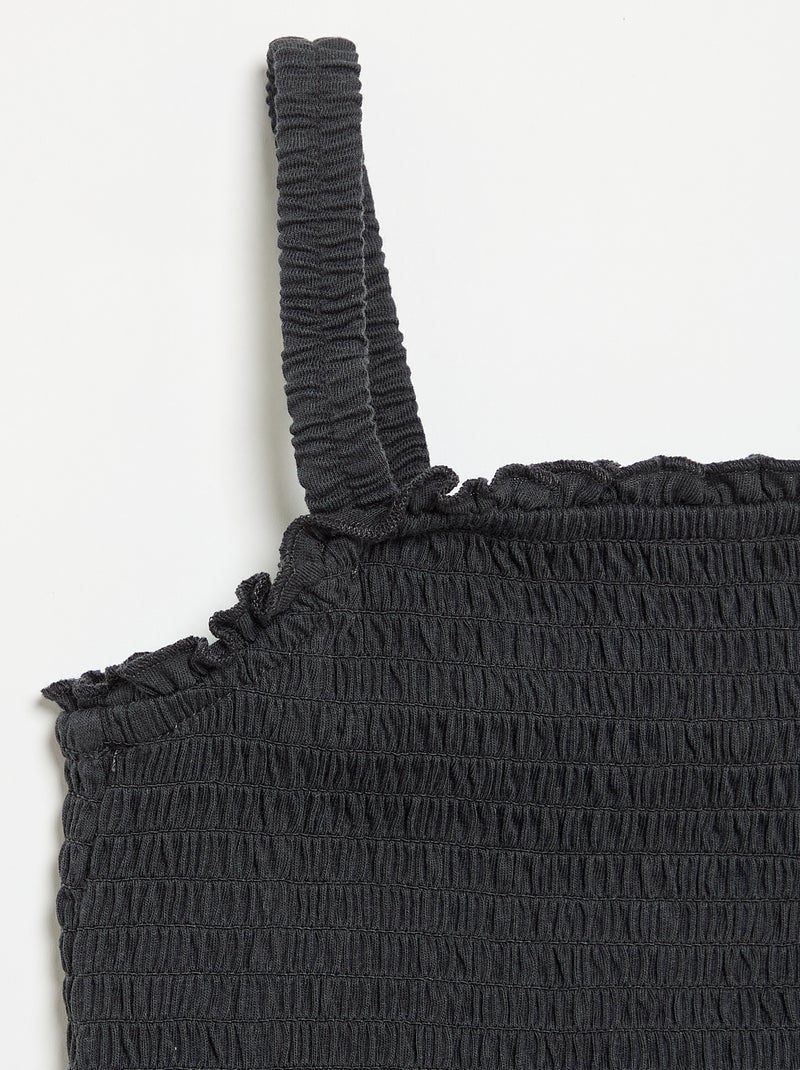 T-shirt smoké à bretelles Noir - Kiabi