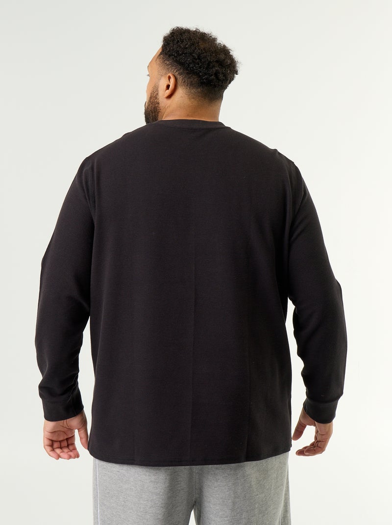 T-shirt spesso a girocollo e a maniche lunghe Nero - Kiabi