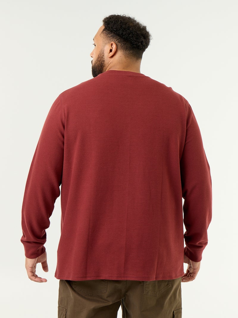 T-shirt spesso a girocollo e a maniche lunghe Rosso - Kiabi