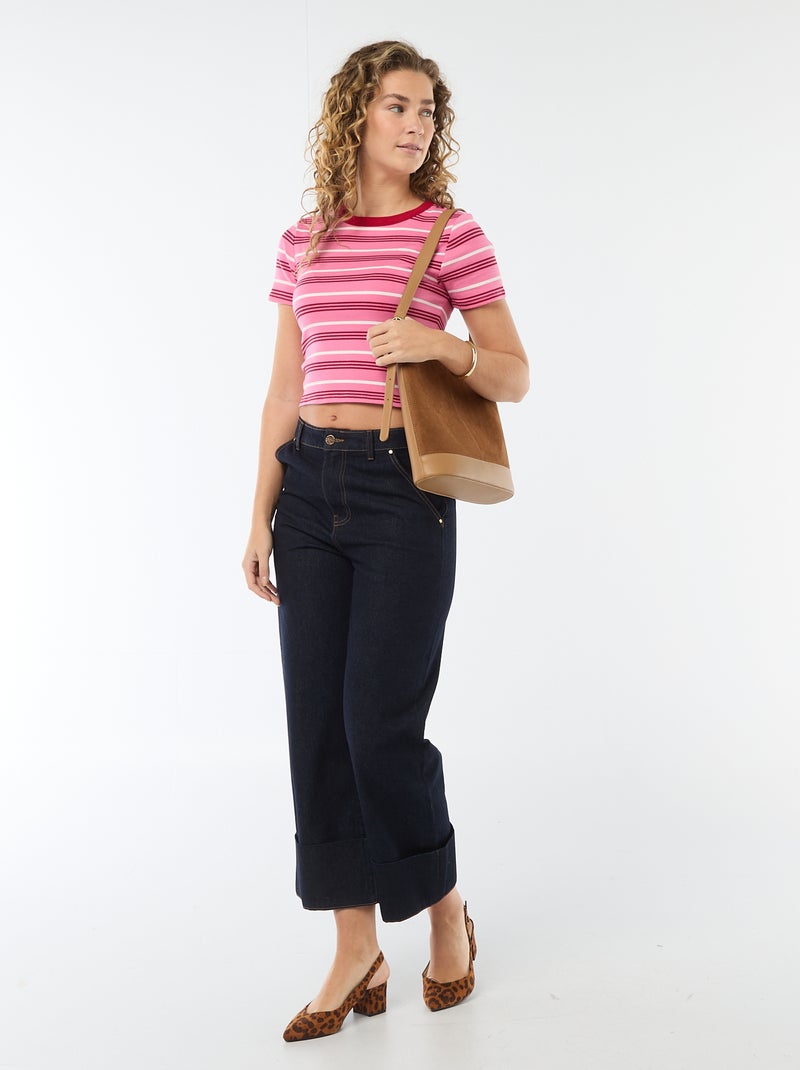 T-shirt stampata a maniche corte con motivo Rosa - Kiabi