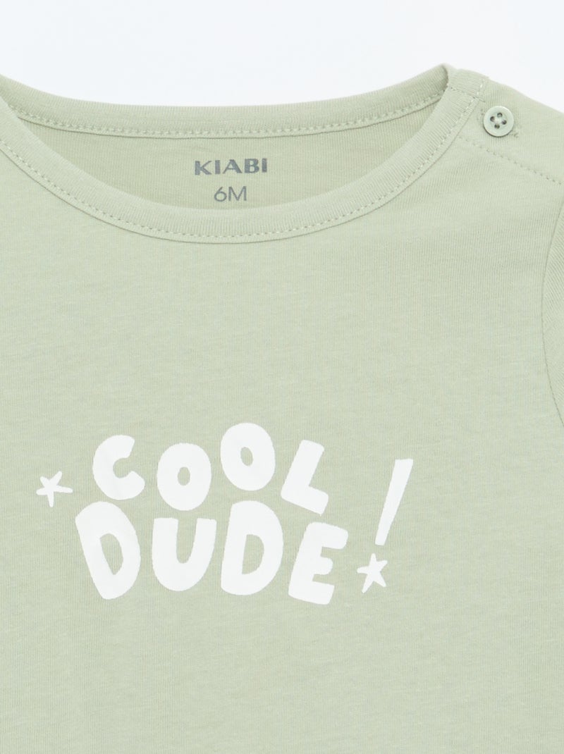 T-shirt stampata a maniche lunghe Verde - Kiabi