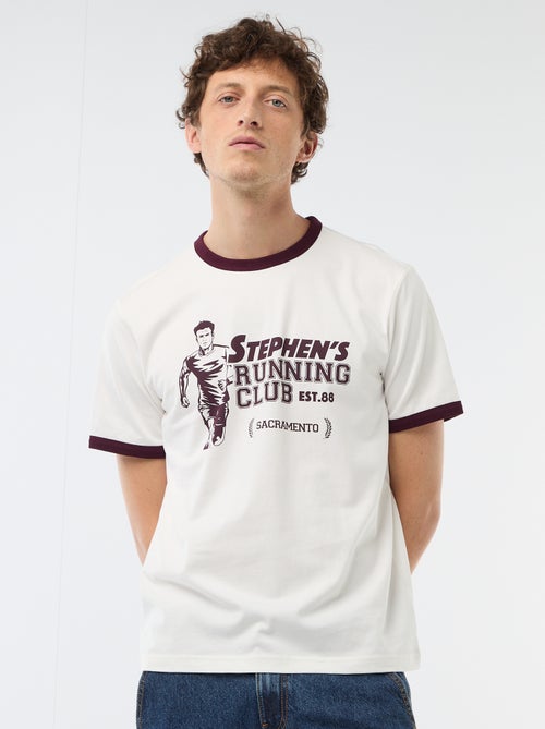 T-shirt stampata con bordino a contrasto - Kiabi