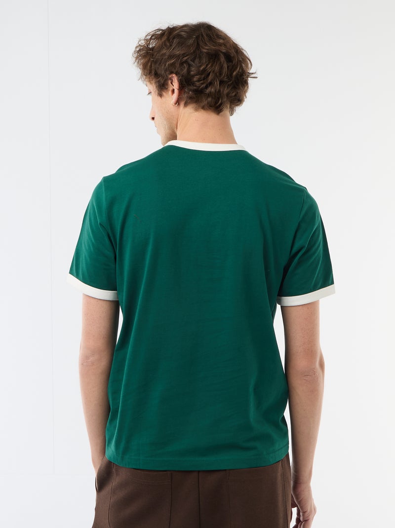 T-shirt stampata con bordino a contrasto Verde - Kiabi