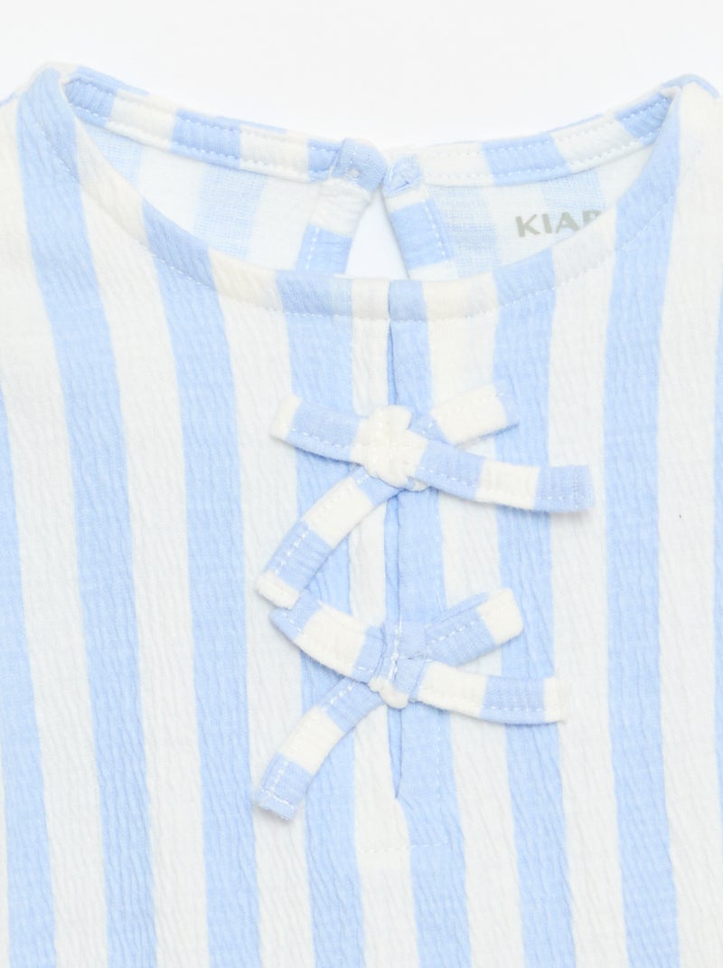 T-shirt stampata e con volant Blu - Kiabi
