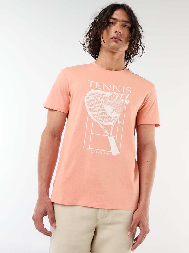 T-shirt stampata fronte/retro a maniche corte Arancione - Kiabi