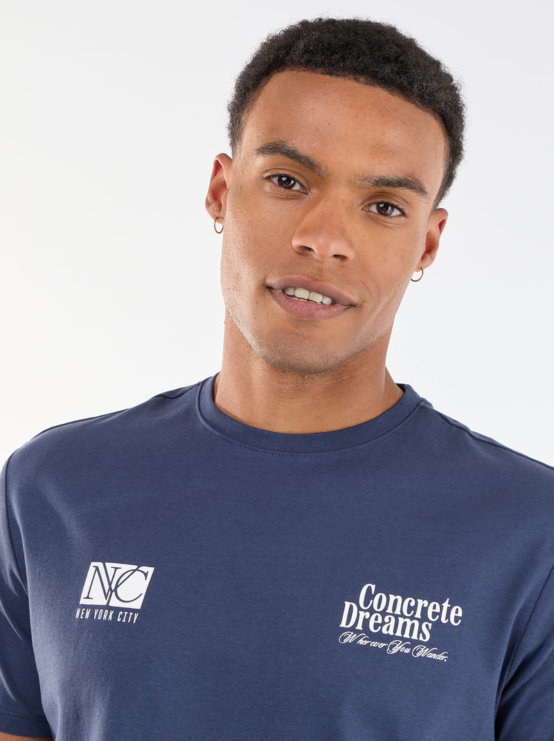 T-shirt stampata fronte/retro a maniche corte Blu - Kiabi