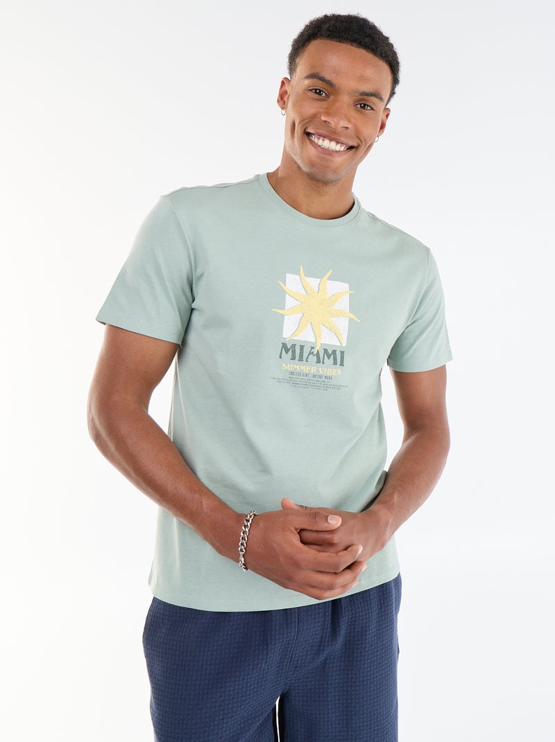 T-shirt stampata fronte/retro a maniche corte Verde - Kiabi