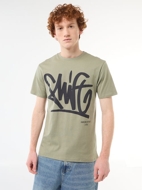 T-shirt stampata in cotone a tinta unita - Kiabi